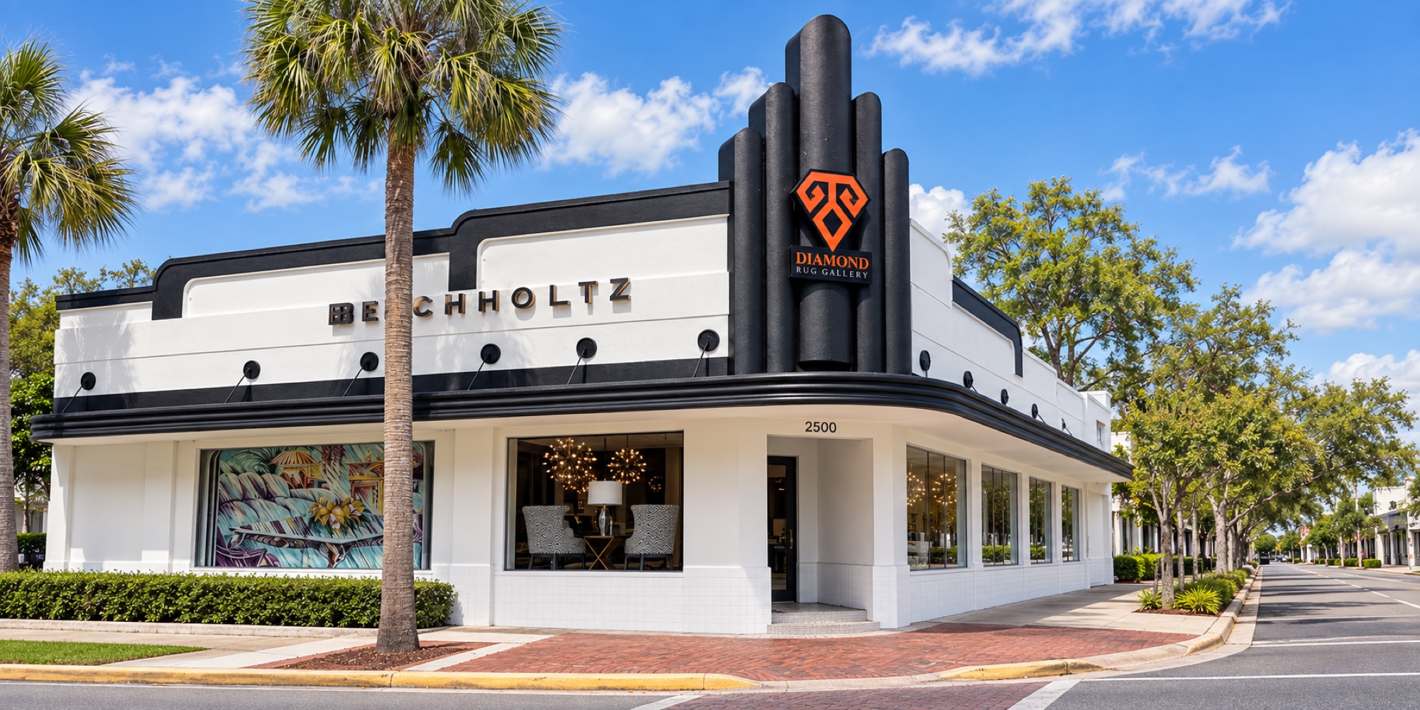 Professional view of the Diamond Rug Gallery storefront at 2500 Edgewater Drive in College Park